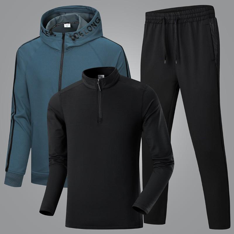 Mens Sportswear Set Long Sleeve Hooded Top Pants Lightweight Athletic Tracksuit Running Gym Outdoor Fall
