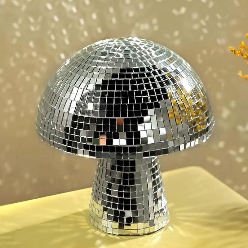 Silver 10*10Cm Mushroom Disco Ball Mirror Reflective Mushroom Ornament Girlfriend Gift