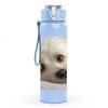 1PC White Dog Tired Lying Portrait 750ml Color Plastic Sports Water Bottle Leakproof Flip Straw Lid Suitable for Sports Office Home Use