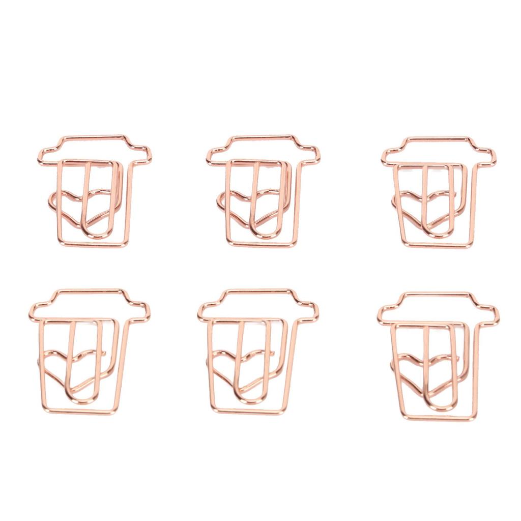 100pcs Paper Clips Innovative Cute Rose Coffee Cup Shape Reusable Mini Metal Paperclips for Office