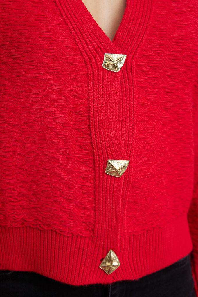 Женский модный стильный кардиган, черный, с пуговицами, трикотажный кардиган