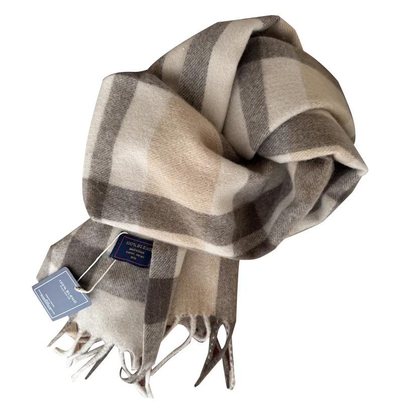 Winter Women Scarf Luxury British Pashmina Classic Plaid Soft Female Male Imitation Cashmere Thermal Muffler Men Shawl
