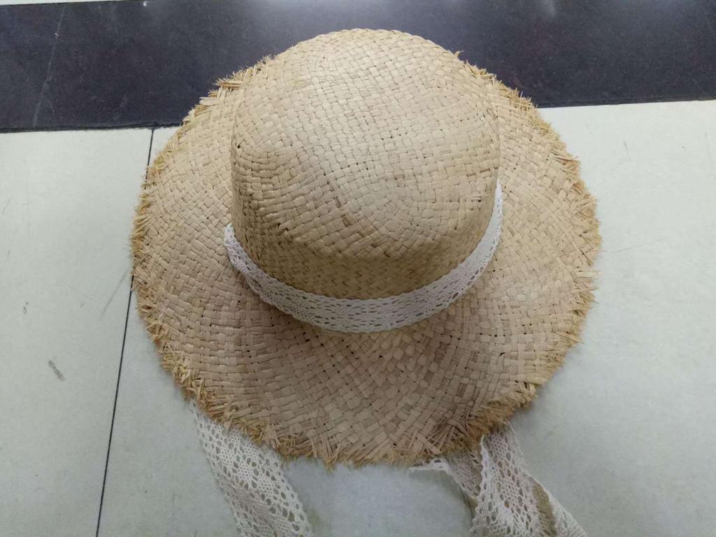 Small fresh straps Lafite straw hat women's summer big brim seaside sun hat summer sun protection beach vacation beach hat