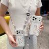 Корейский Милый Цветочный Медведь Ушки Сумка-чехол на ремешке через плечо для iPhone 17 16 15 14 13 12 11 Pro Max XS Max 7 8 Plus Чехол Женский Девочки