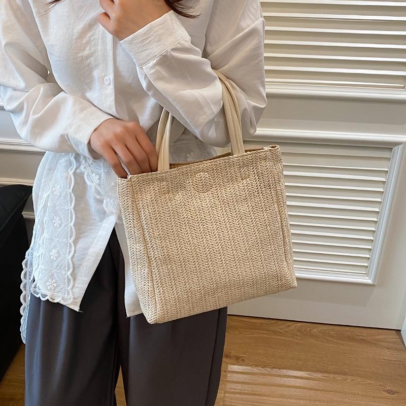 Летняя новая плетеная женская портативная сумка-тоут большой вместимости, популярная повседневная сумка через плечо, сумка под мышку, пляжная сумка