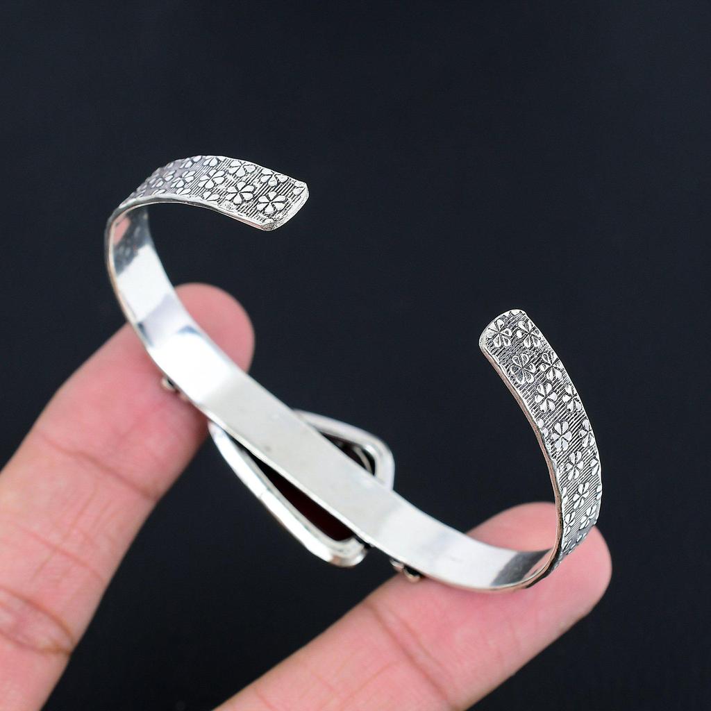 Триллион Мукаит Драгоценный камень Уникальный Юбилей Свадьба Браслет-бенгл 925 Серебро