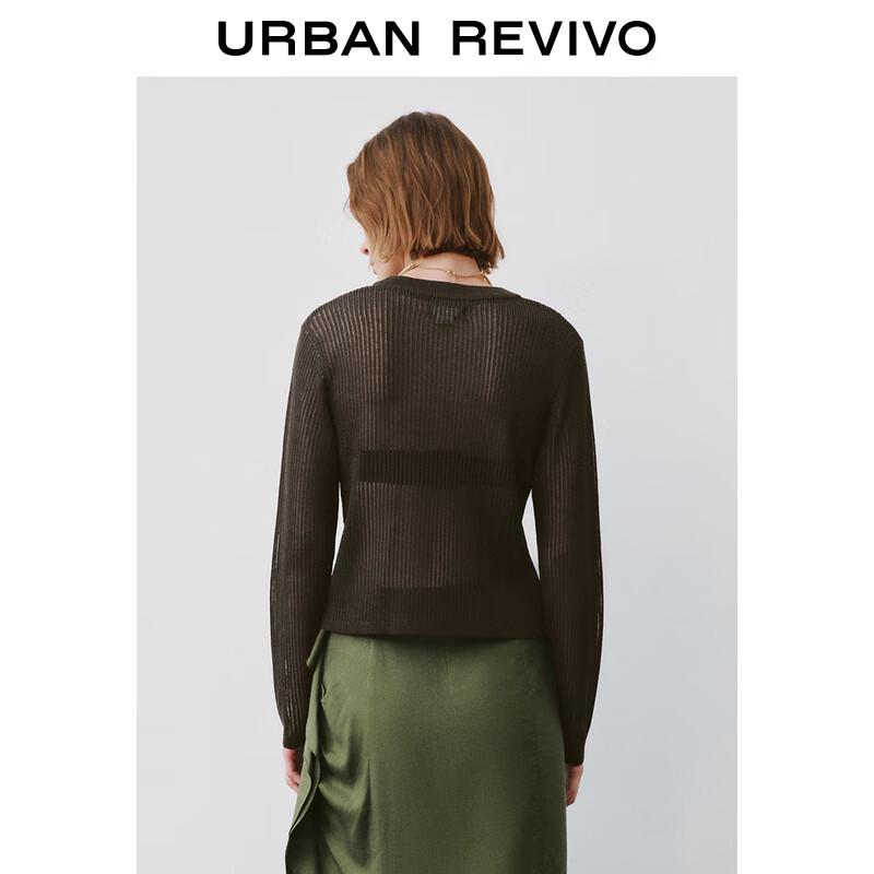 UR Women's Sheer Hollow-Out Knit Round Neck Top