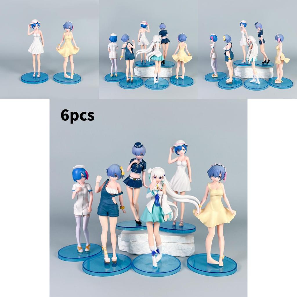 Фигурка аниме ПВХ Re:Zero Пара Рем и Эмилия Для настольного дисплея и в качестве идеи для подарка