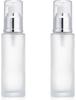 100ml Transparent Glass Pump Dispenser Bottle, Travel Refillable Empty Bottle, Frosted Finish Cosmetic/Essential Oil/Cream/Skincare Storage Bottle