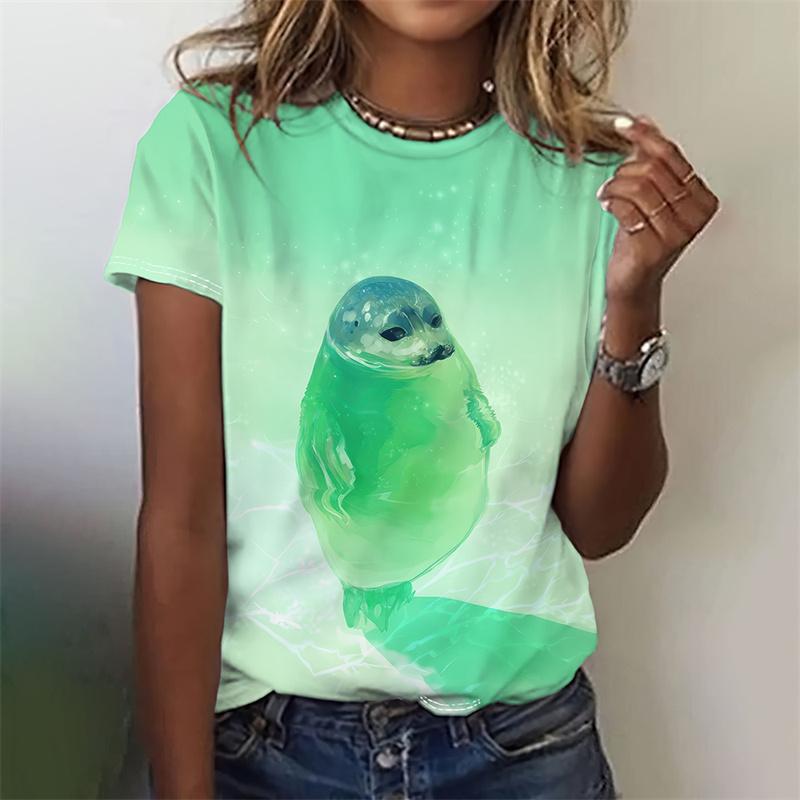 3D Printed Cartoon Animal T-Shirt For Women Funny Pattern T Shirts Summer Casual Loose Tees Street Short Sleeves O-Neck Tops