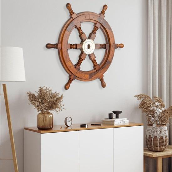 45,72 см. Деревянное колесо капитана корабля, лодка, руль лодки, морское колесо пиратского корабля, рождественский декор