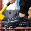 Men Rotating Button Work Sneakers Steel Toe Shoes Air Cushion Safety Boots Anti-Smash Work Shoes Indestructible Protective Safety Shoes Sneakers Men
