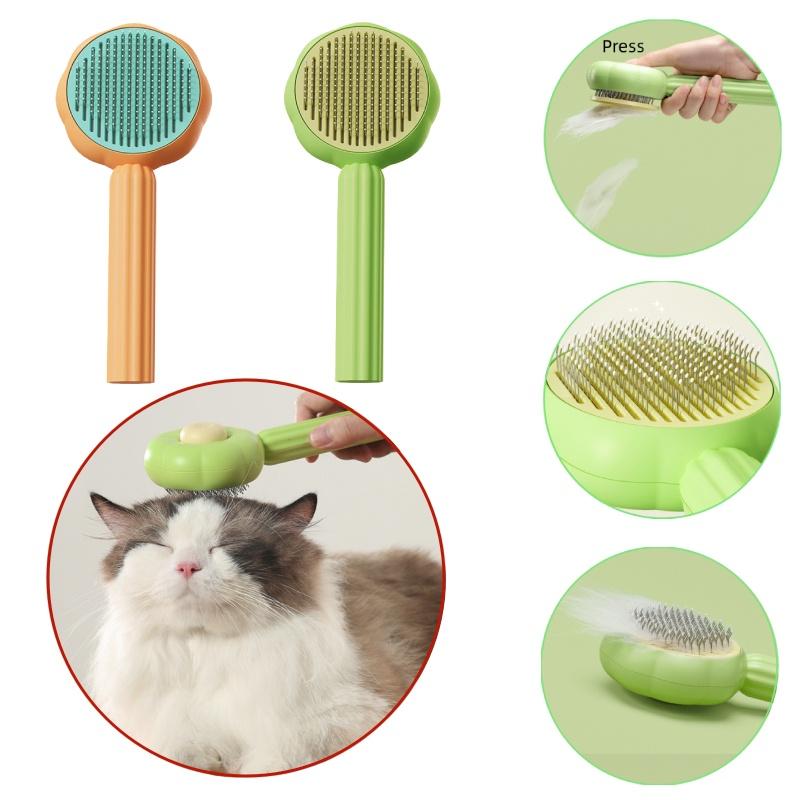 New Sunflower Pet Grooming Brush Self-cleaning, Curved Teeth, And Resin Protection For A Gentle, Spa-like Experience