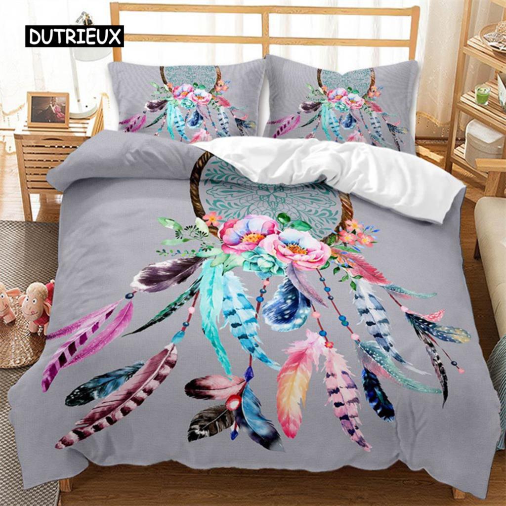 Пододеяльник Dreamcatcher Bohemia Mandala Floral Feather Комплект постельного белья King Single для детей и взрослых Микрофибра Starry Sky Пододеяльник