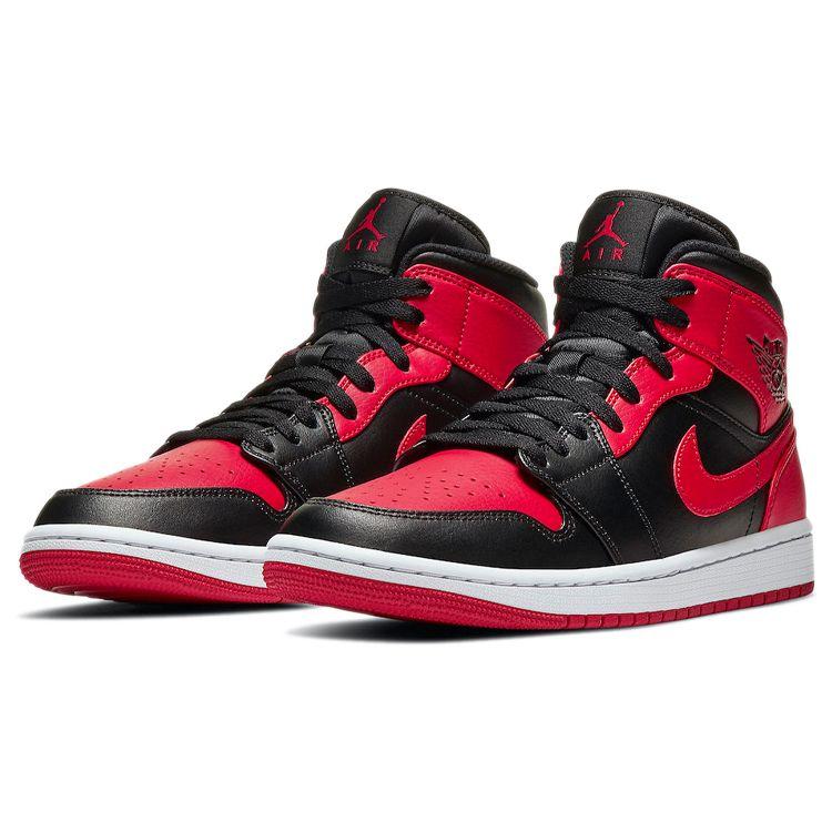 Air Jordan 1 Mid Banned Men Sneakers Red Black University-Red 554724-074