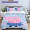 3pcs Pink Pig2 Cover Set - Personalized Name, HD Printed Bedding with 1 Cover and 2 Pillowcases - Perfect for Home Decor, Easy Care