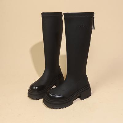 Мода Осень Зима 2024 Высококачественные женские сапоги до середины голени с застежкой-молнией сзади, женские сапоги до колена, увеличивающие рост, Botines Mujer