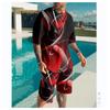 Summer Men's 2-Piece Sportswear Gradient 3D Printed T-Shirt Suit Street Casual Two-Piece Men's Oversized Men's T-Shirt Set