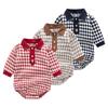 Boys Girls Plaid Onesie Newborn Long Sleeved  Romper  Soft Comfort Newborn Clothing
