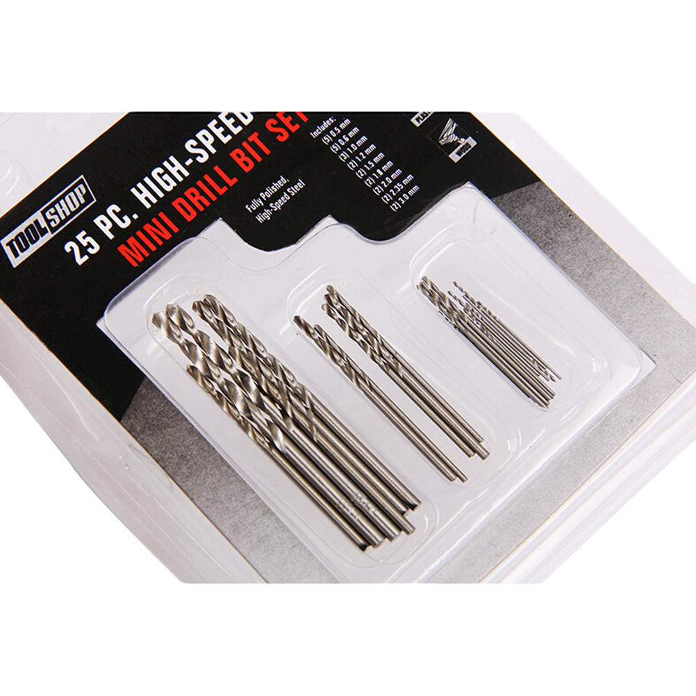 25 шт. мини микро спиральные сверла диаметром 0,5–3 мм с алюминиевым патроном для ручной дрели без ключа