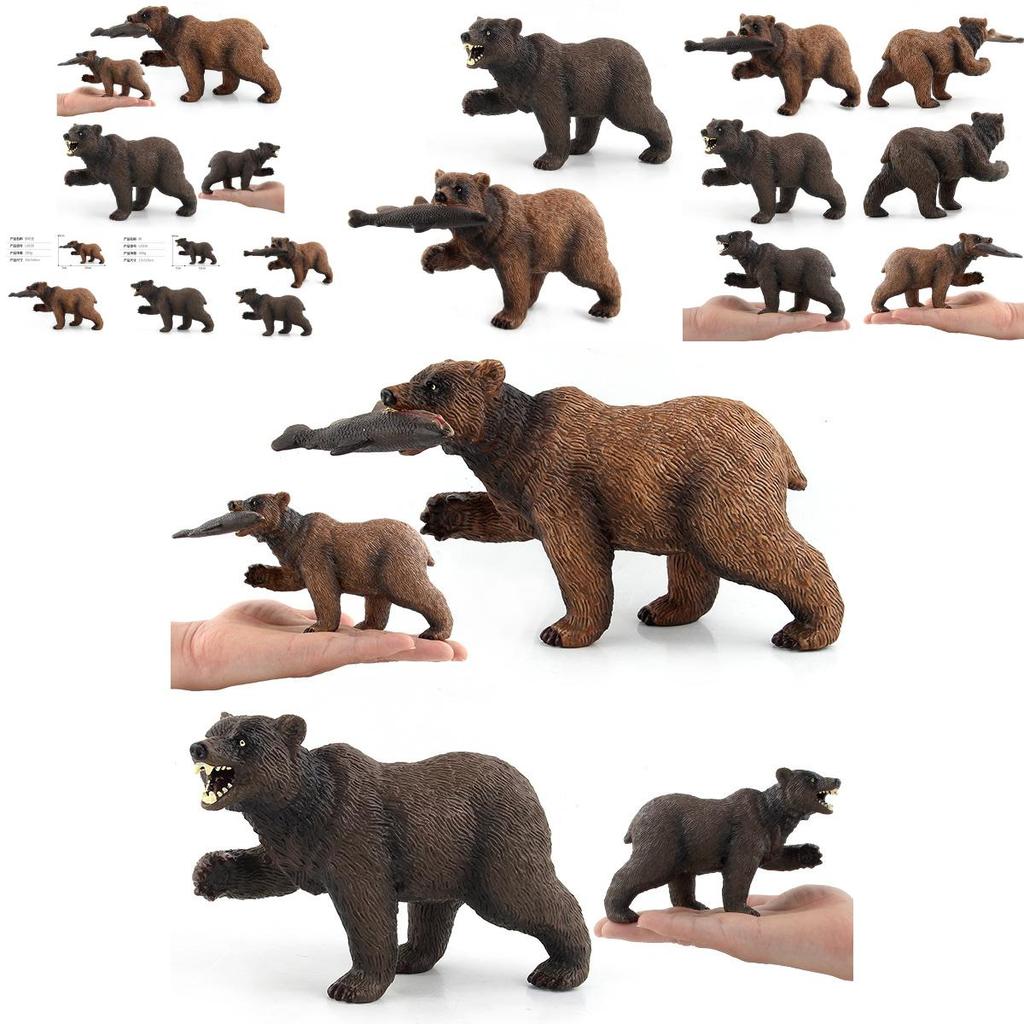Authentic Forest Animal Figurines Black Bear And Brown Bear Realistic Toy Set