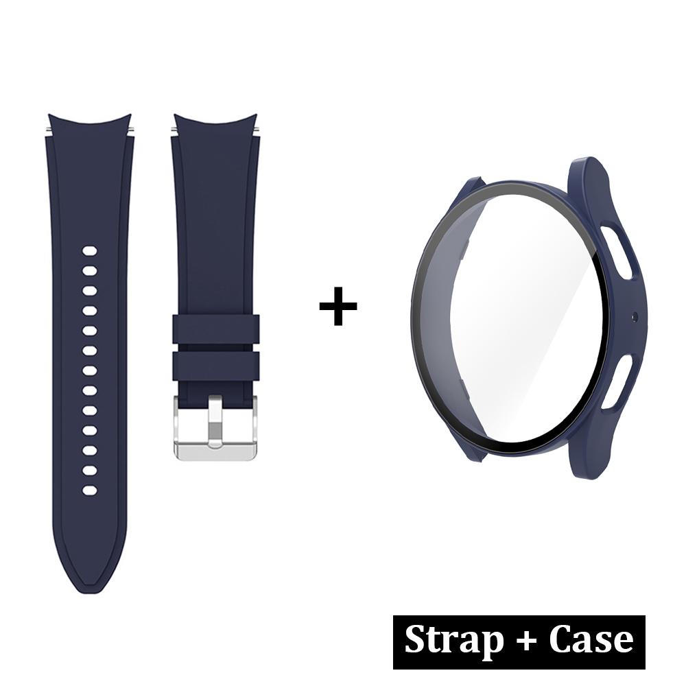Чехол+Ремешок для Samsung Galaxy Watch 4/5/6 40мм 44мм Силиконовый Браслет Защитная Пленка Чехол для Samsung Watch 4 40мм 44мм Ремешок