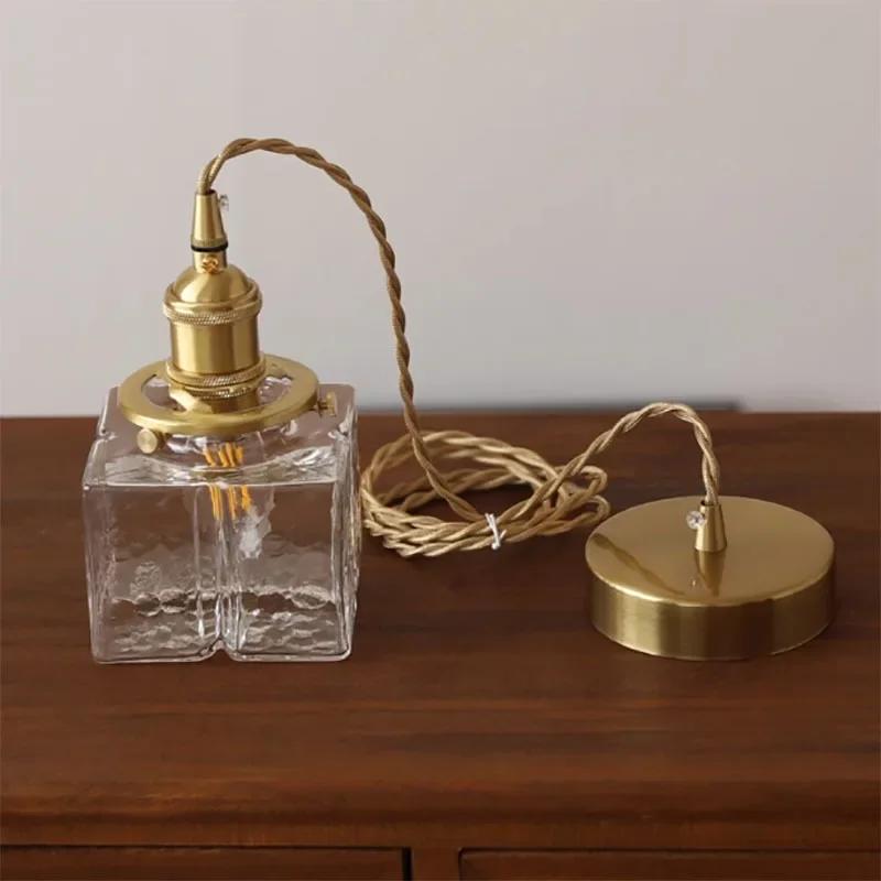 Японский домашний декор стеклянный подвесной светильник винтажные латунные деревенские потолочные подвесные светильники для спальни обеденный стол люстры