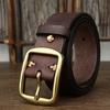 Handmade Retro Matte Italian First Layer Cowhide Belt Men'S Genuine Leather Belt Copper Buckle Versatile