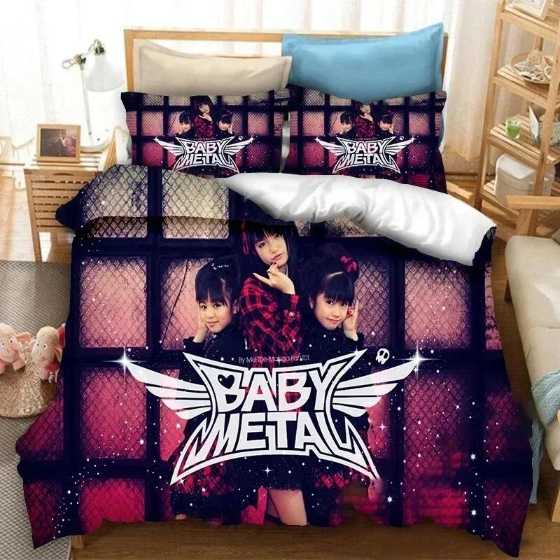 Постельное белье BABYMETAL Rock Band Напечатанный постельный комплект с наволочкой Пододеяльник для кровати Мягкое Королевский размер Кинг-сайз Постельное белье Дом