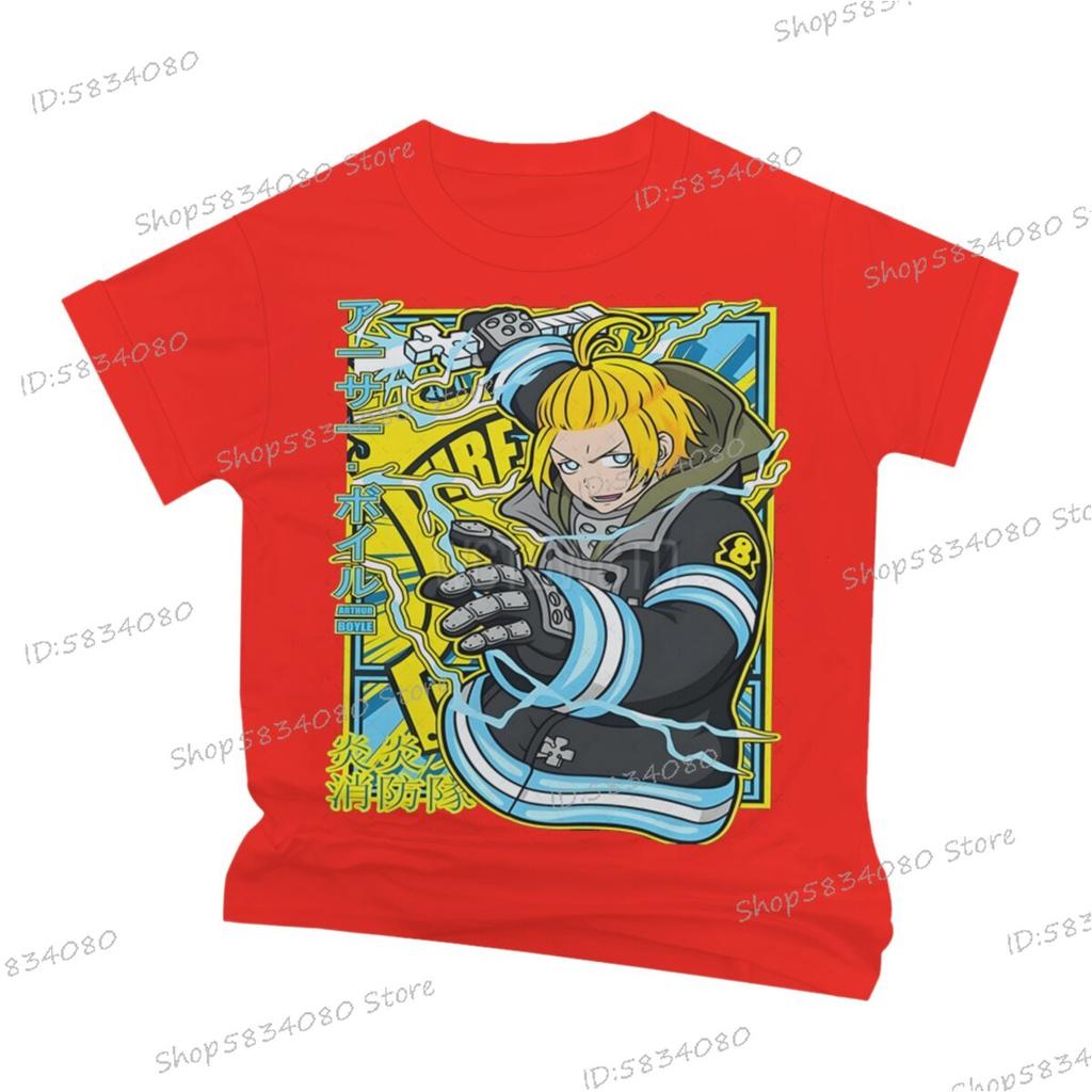 Японское аниме Fire Force Графические футболки Унисекс Женская мода Уличная одежда Мягкая футболка Унисексс Fire Force С принтом Уличные крутые футболки
