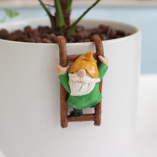 3Pcs Hanging Gnome Figurine Ladder Climbing Colorful Faceless Dwarf Resin Statue Sculpture Desktop Garden Decoration Ornament Festival Gift