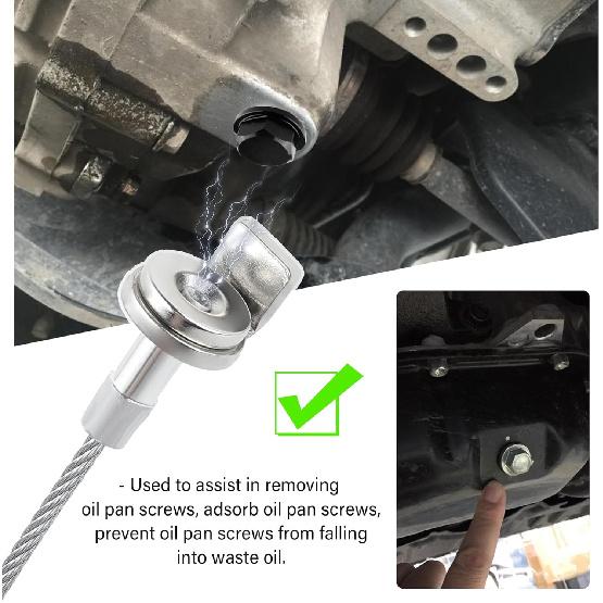 Aokdom Flexible Magnetic Oil Drain Plug Removal Tool,14.5Inch Oil Drain Plug Tool With Strong Magnetism,Must Have Car Tools Fit Most Oil Pan Plug