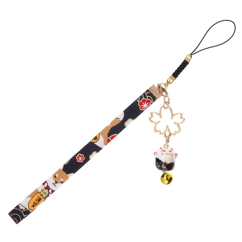 Колокольчики Ремешок для телефона Шнурок Шнурок против потери Брелок Веревка на запястье Колокольчик с кошкой удачи Сакура Шнурок для телефона