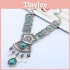 Style Ethnic Simulation Gemstone Decoration Women Metal Necklace Tassel With