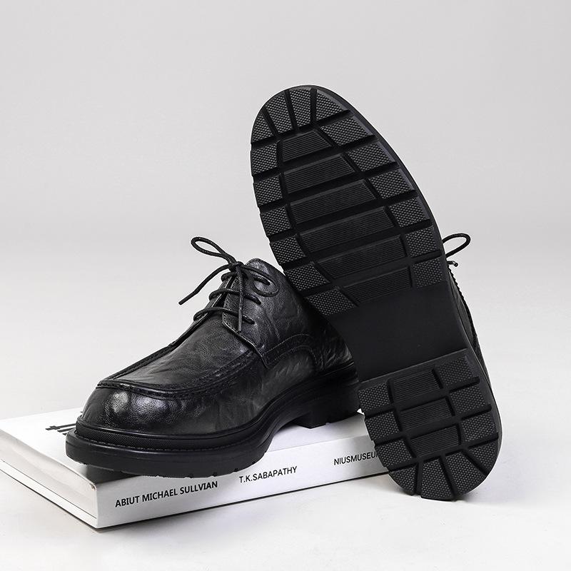 Повседневные кожаные туфли мужские высокого класса деловые туфли в британском стиле черные с круглым носком свадебные туфли жениха модные 99291-W