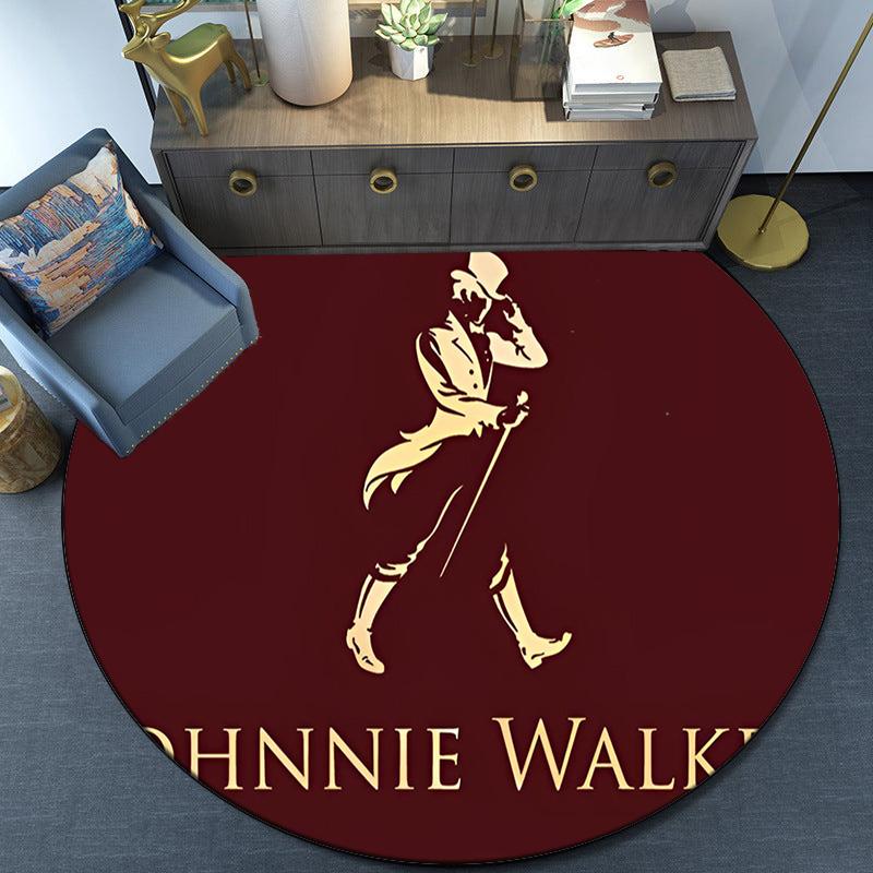 Круглый ковер Johnnie Walker для гостиной, спальни, игровой комнаты, коврик под стул, ковер для зоны, круглый ковер, веер, рождественский подарок