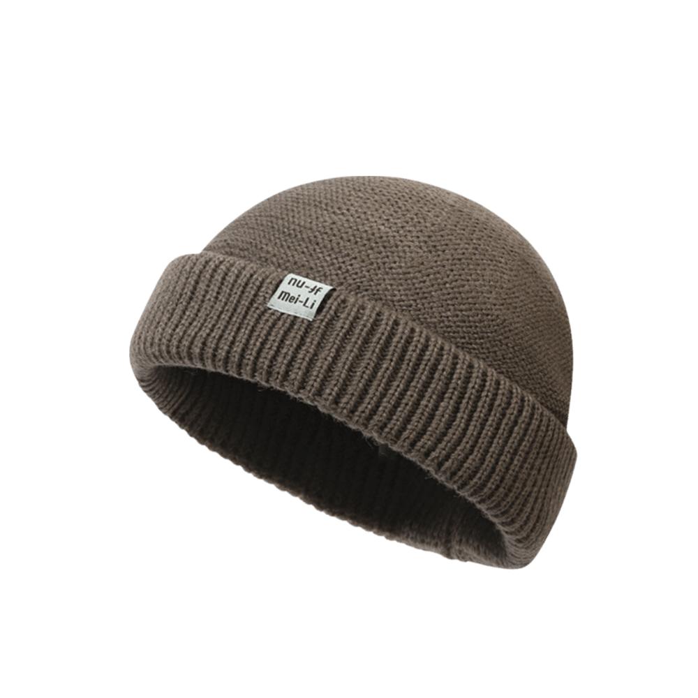 Wool Knit Brimless Cap Round Top Melon Cap Simple Fisherman Skullcap Autumn Winter