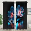 2 шт. Цветочный узор, черный напечатанный карниз для штор, украшение для кармана, полузатемняющие шторы для гостиной, спальни, офиса, украшения для дома