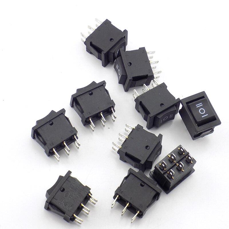 5 шт., кулисный переключатель включения/выключения лодки, 6 футов, 3 режима, 125 В переменного тока, 10 А, 250 В переменного тока, 6 А, кнопка питания 21*15 мм