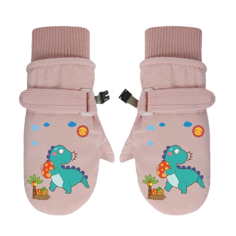 Winter Mittens Warm Snow Gloves Printed Dinosaur Gloves for Boy Girl Students Windproof Thermal Gloves Mitts