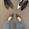 Belt Buckle Small Heel High Heels 2025 Spring and Summer New Pointed Light Mouth Thick Heel Comfortable Low Heel Soft Leather Shoes