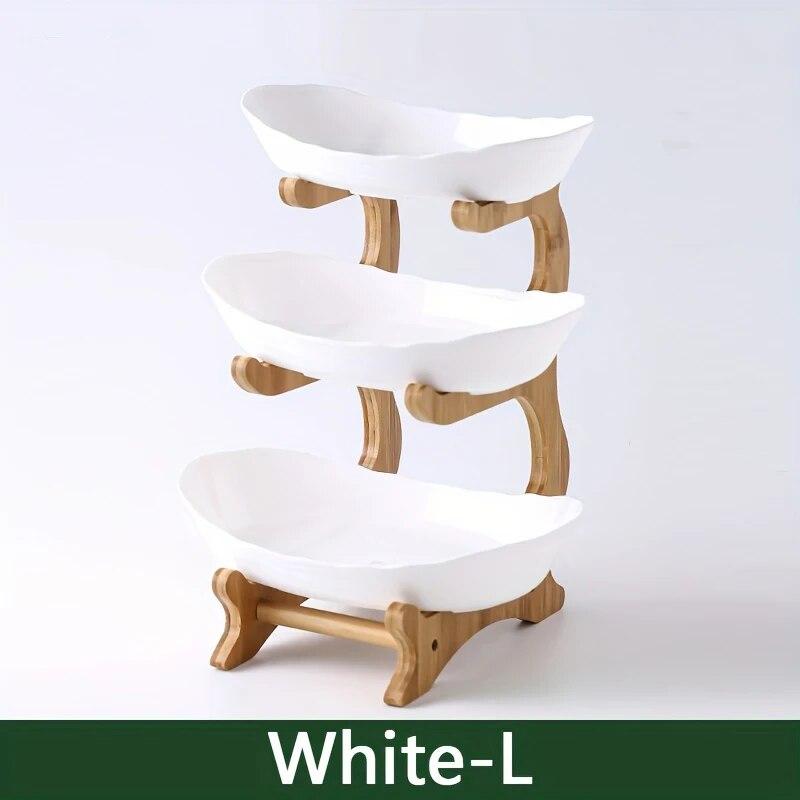 Table Plates Dinnerware Kitchen Fruit Bowl with Floors Partitioned Candy Cake Trays Wooden Tableware Dishes