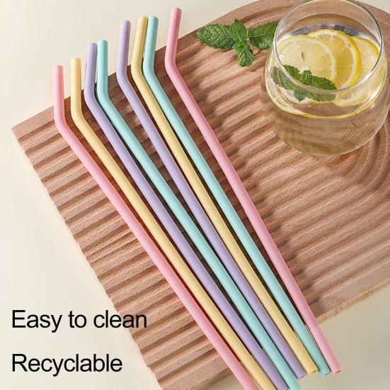 4Pcs Reusable Silicone Straws Set Easy To Clean Bend Colorful Heat-resistant Easy To Clean Food Grade Straw