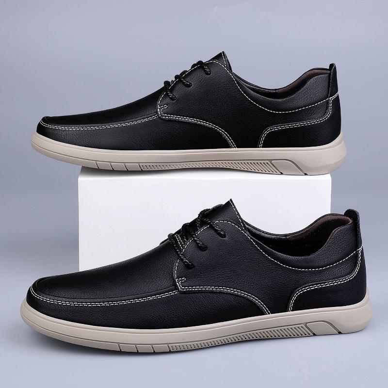 Fashion Mens Formal Shoes Genuine Leather Lace Up Oxfords Dress Office Work Casual Flats Luxury Walking Oxfords Shoe Zapatos Para Hombre