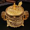 Европейский стиль Масленка, Гравировка Павлин Золотой Сплав С крышкой Контейнер для соли, кофейных зерен, Банка для хранения специй, Кухонные принадлежности