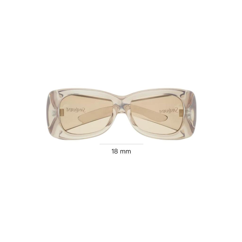 Saint Laurent Logo Injection Molded Irregular Shape Sunglasses Unisex sunglasses Transparent-Beige 862885Y99589307