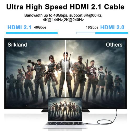 Thsucords 8K 4K HDMI Cable 2.1 3M 2pcs High Speed ??Braided HDMI 2.1 Cord 8K@60Hz 4K@120Hz 144Hz 48Gbps Compatible with Roku TV/PS5/HDTV/Blu-ray Quali