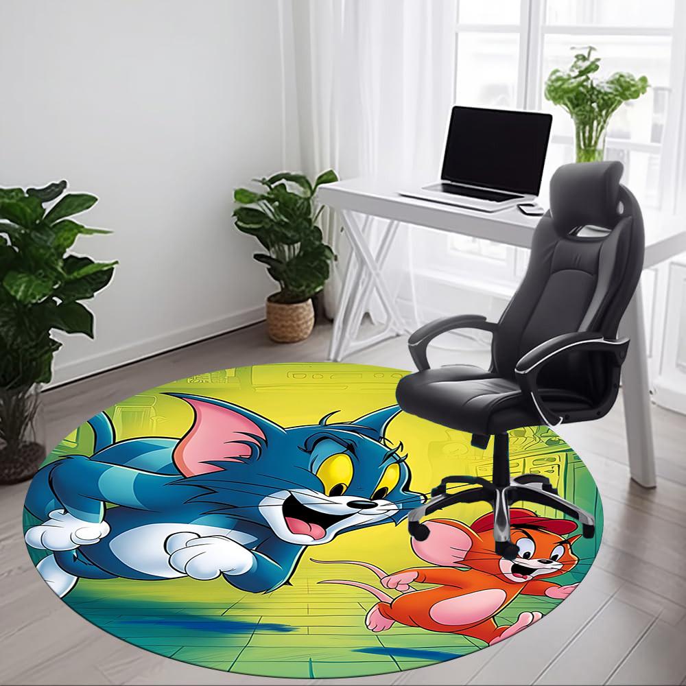 1pc Tom Jerry Office Round Area Rug, Under Office Chairs Bedroom Living Room Home Decor, Room Decoa1016118