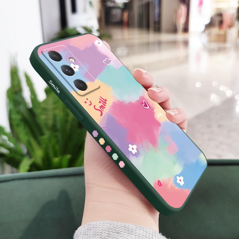 Rainbow Flower Phone Case For Samsung Galaxy A37 A57 Liquid Silicone Cover