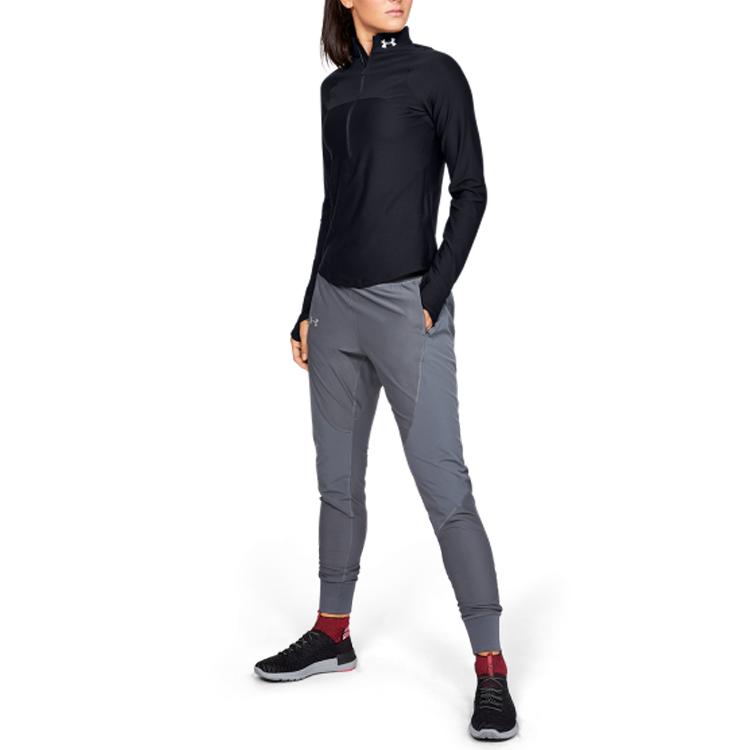 Under Armour Стойка воротник повседневный бег спортивный длинный рукав толстовка женская топы черный 1326512-001